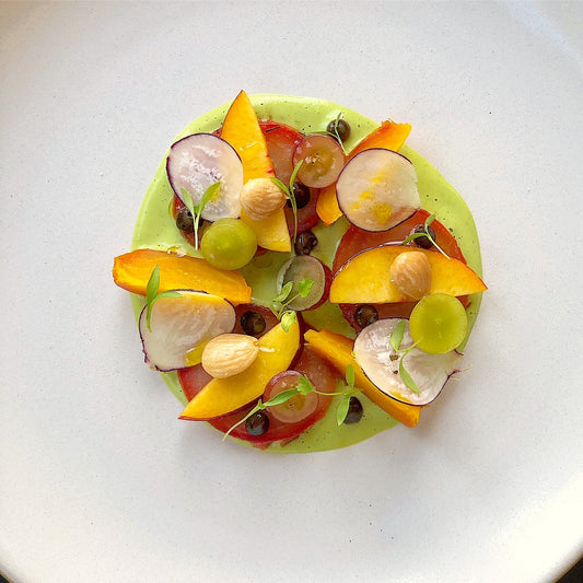 Beets, Nectarines, and Fava Miso