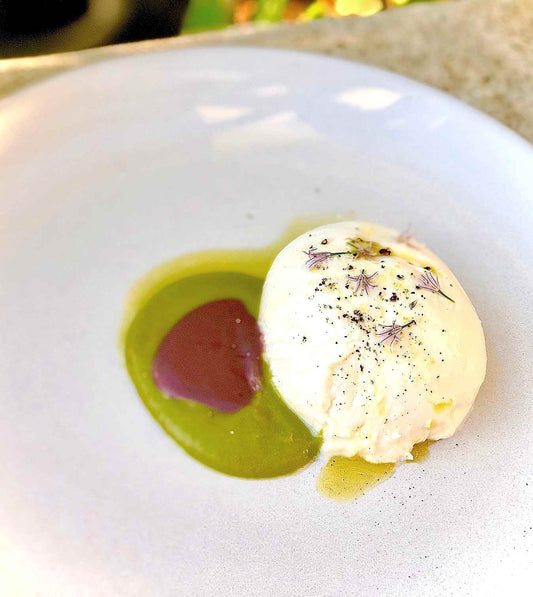 Burrata Recipe with Green Olive and Kalamata Olive Sauce