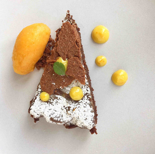 Gluten Free Chocolate cake recipe with Cara Cara orange sorbet