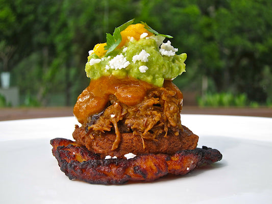 Fantastic Tostones with Tri Tip, Guacamole and Beans