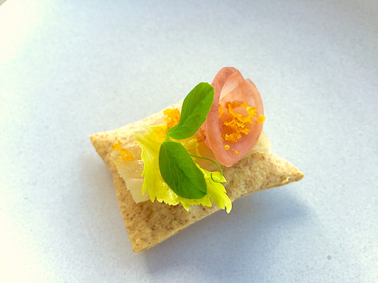 Cured Ivory Salmon with Puffed Rye Cracker