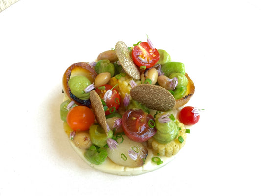 "Succotash" Corn, Black Truffle, Lima Beans.