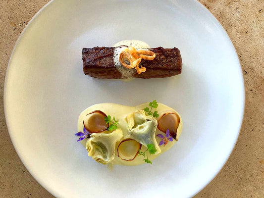 Ribeye Cap steak with Artichoke and fennel