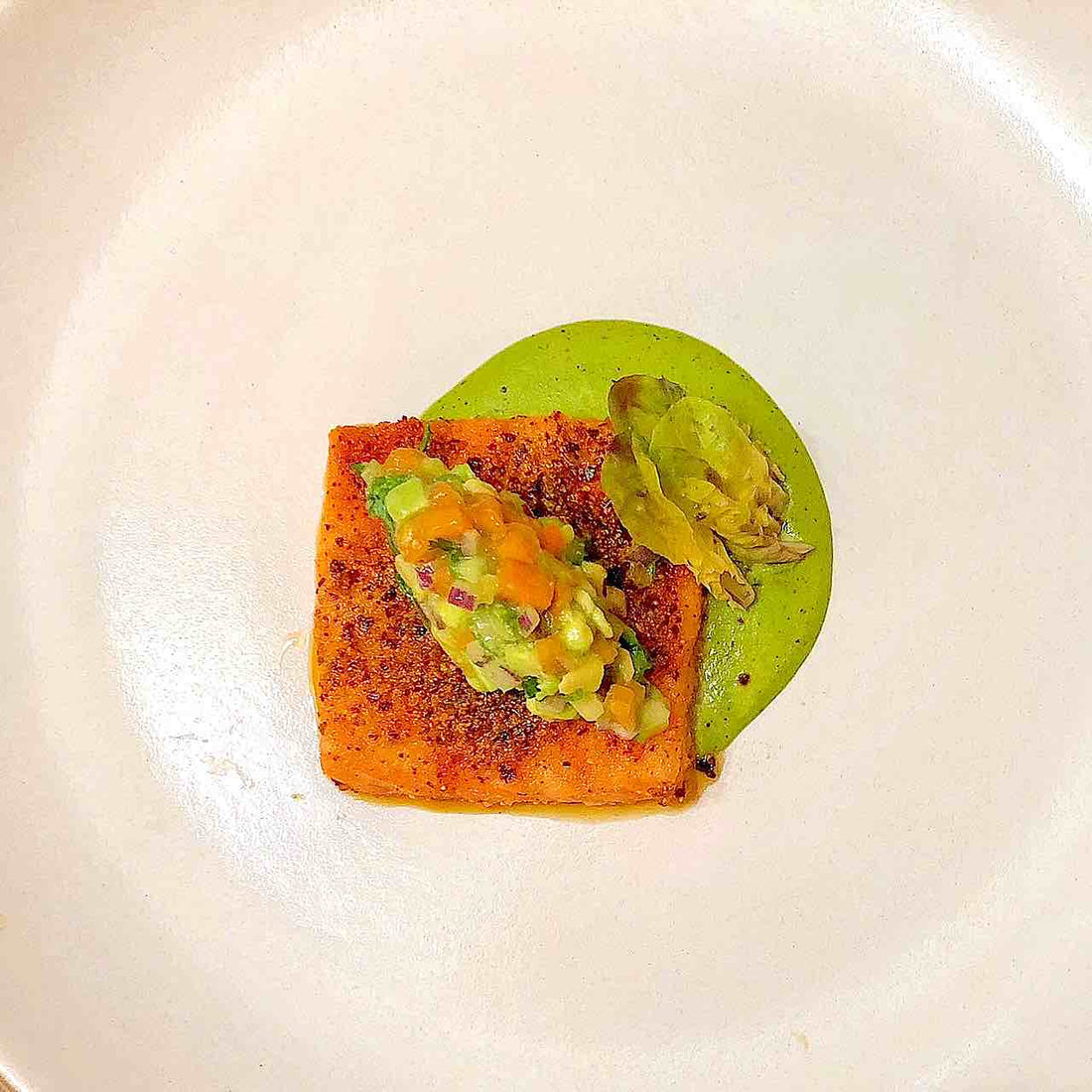 Salmon Belly Recipe with Persimmon and Poblano