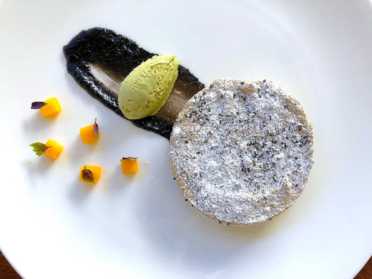 Black Sesame Meringue with Lemongrass Basil Ice Cream